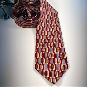 BETTINI Red Yellow Light Blue Oval/Rectangular pattern 100% Silk Made in Italy